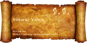 Vékony Vince névjegykártya